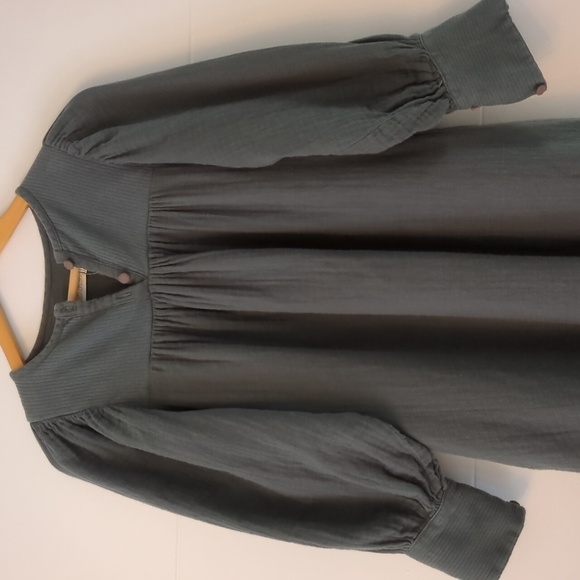 Belle Chiara Organic Cotton Gauzy Modest Midi Gray Long Sleeve Dress Size 16 - Picture 2 of 8